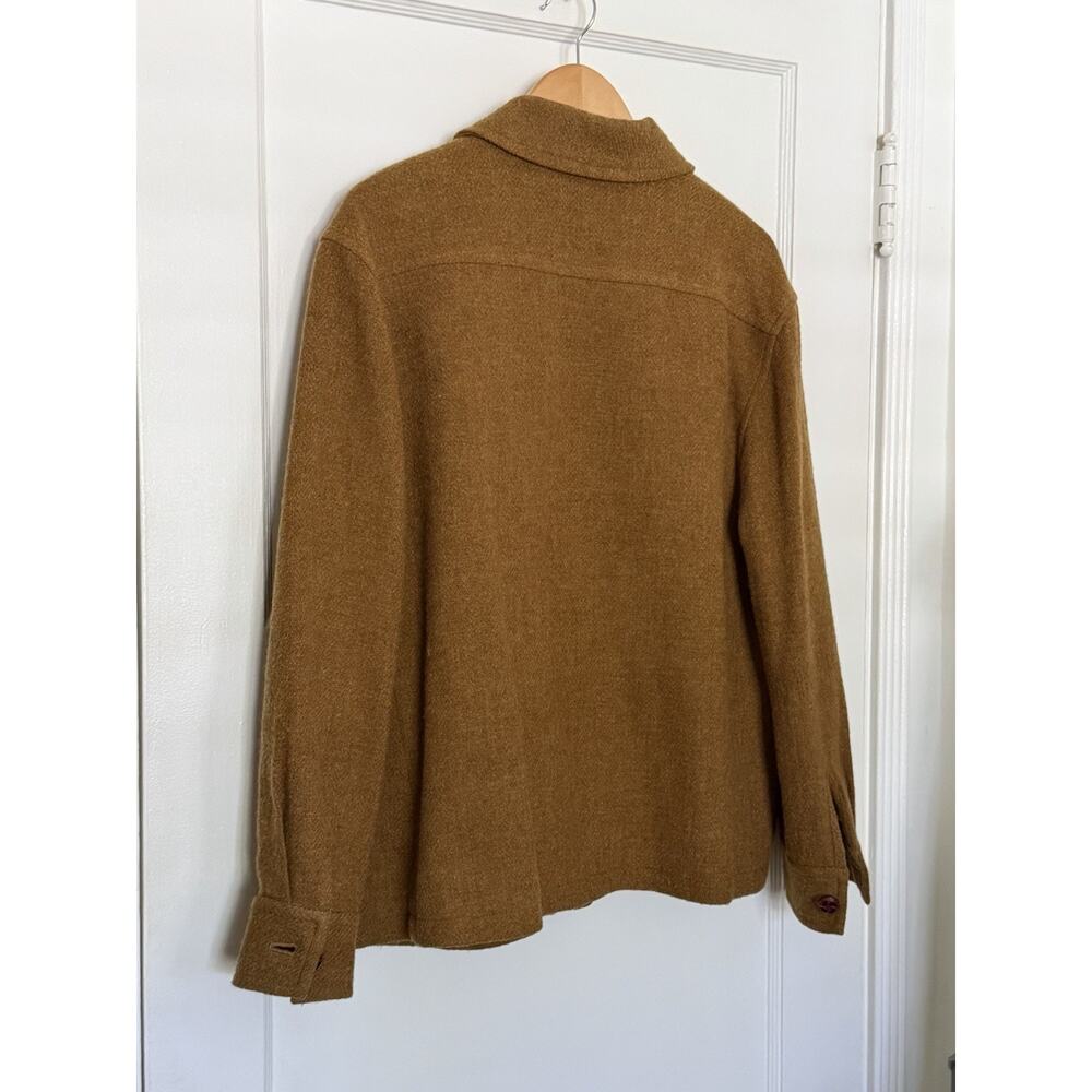 Vintage 90s Rafael Suits Tan Wool Western Bomber Zip Up Jacket Gold L USA - Picture 2 of 7
